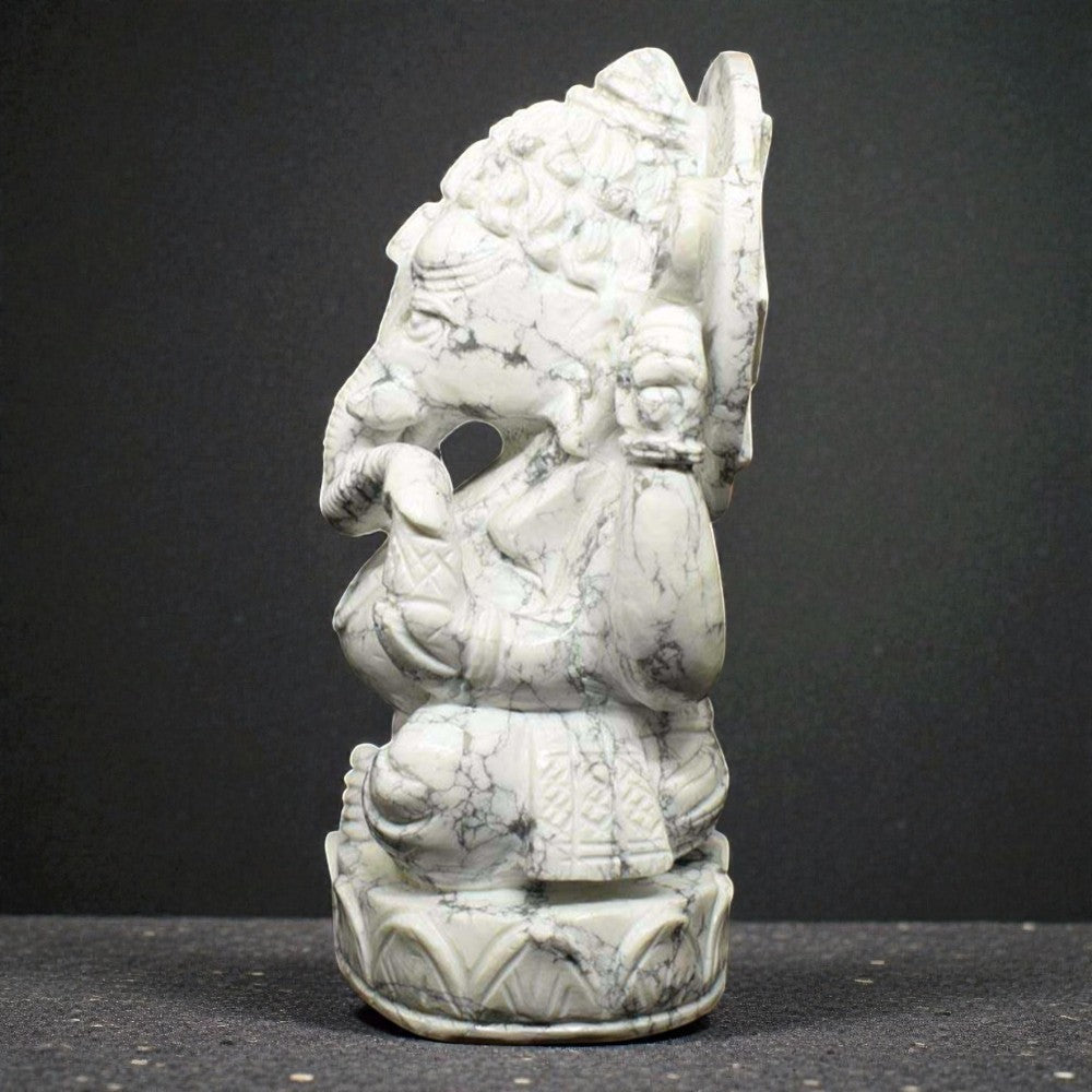 1.57kgs Ganesha Idol in White Howlite Gemstone