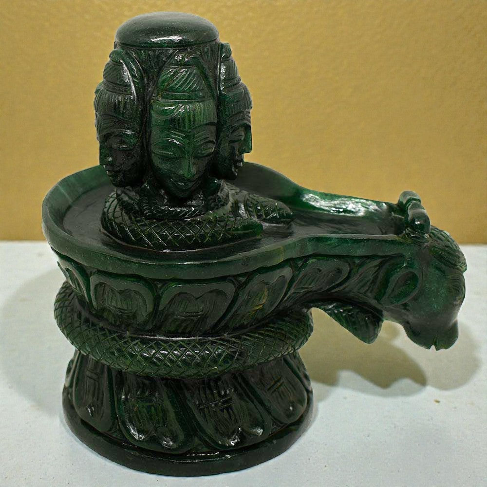 1.74kgs Shiv Linga in Green Jade Gemstone
