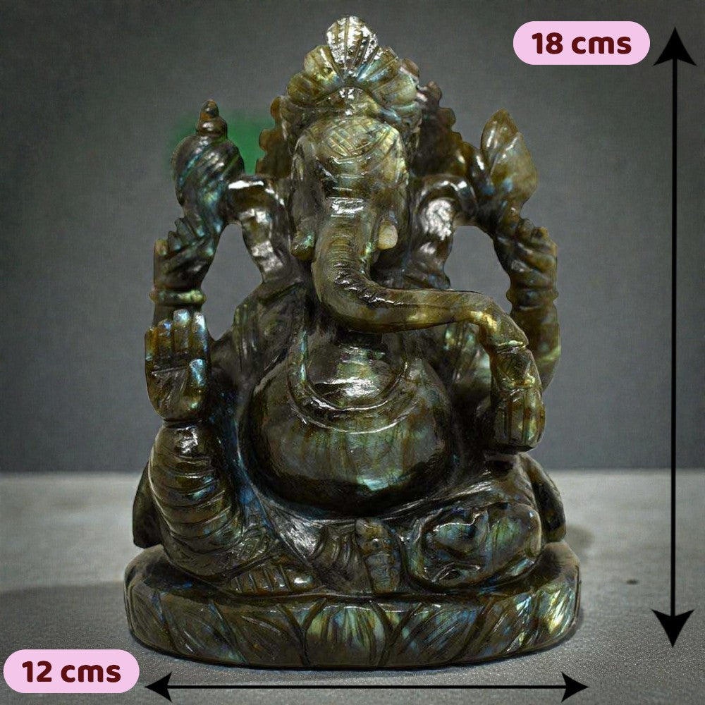 2.14kgs Ganesha Idol in Labradorite Gemstone