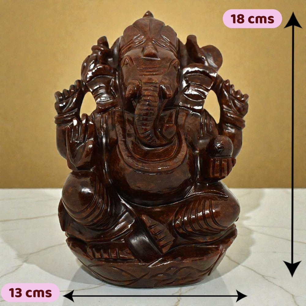 2.96kgs Ganesha Idol in Garnet (Gomedh) Gemstone