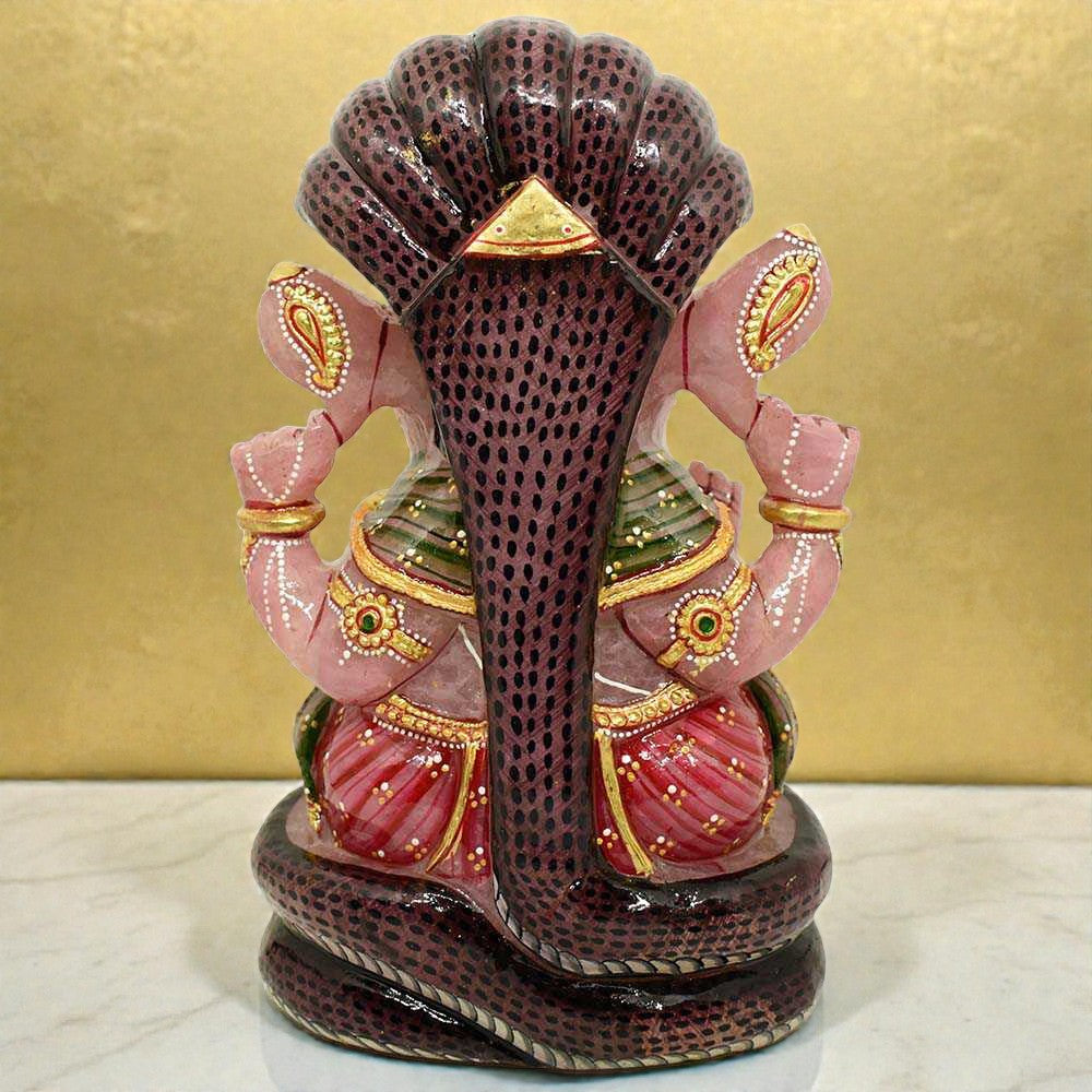 3.85kgs Ganesha Idol in Rose Quartz Gemstone