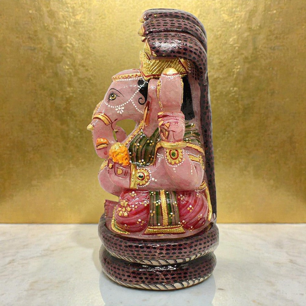3.85kgs Ganesha Idol in Rose Quartz Gemstone