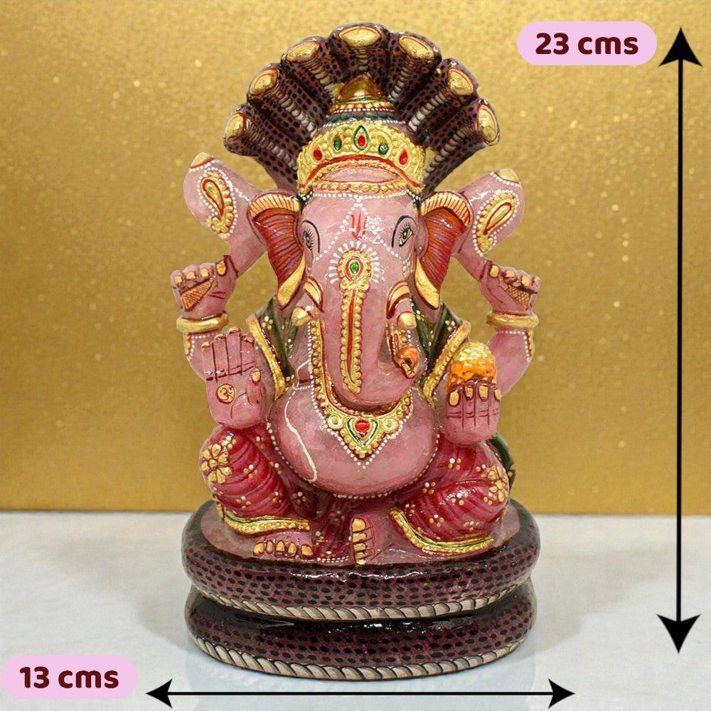 3.85kgs Ganesha Idol in Rose Quartz Gemstone