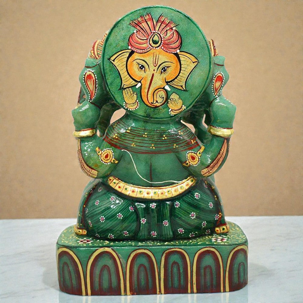 4.08kgs Ganesha Idol in Green Jade Gemstone