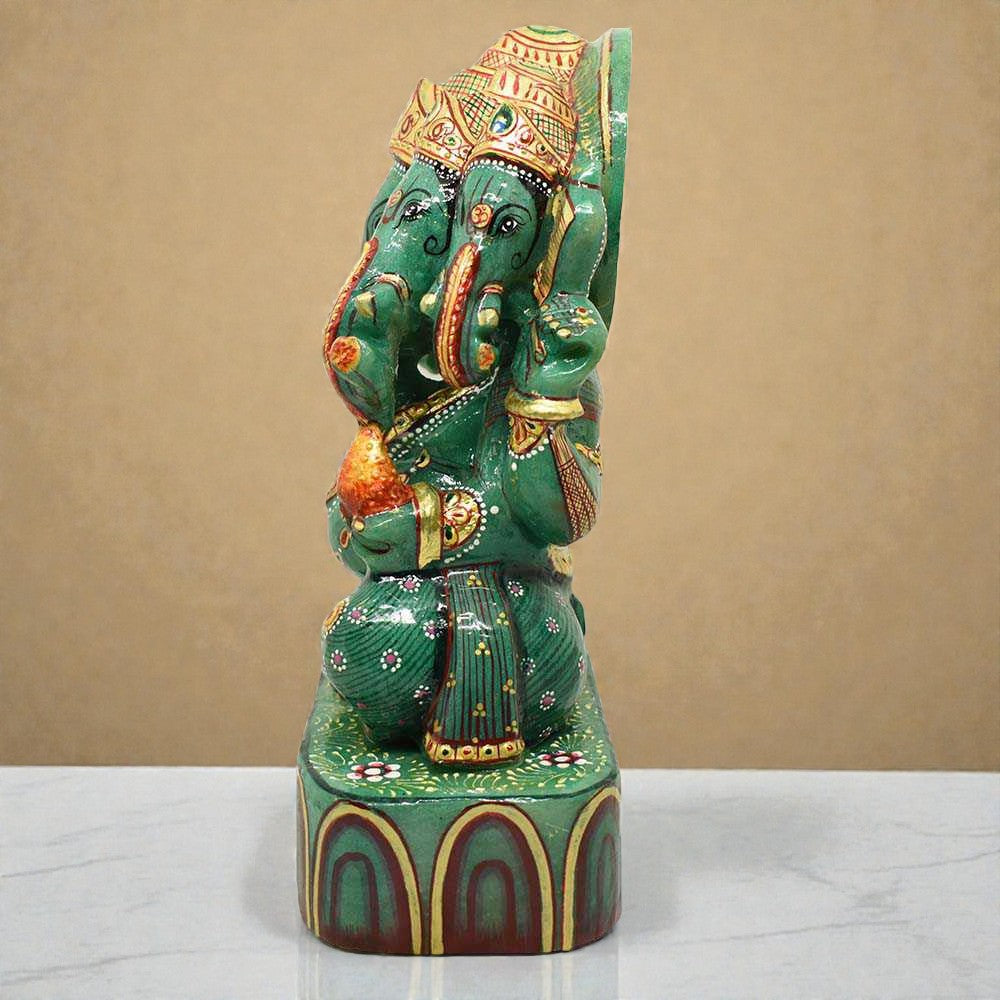 4.08kgs Ganesha Idol in Green Jade Gemstone