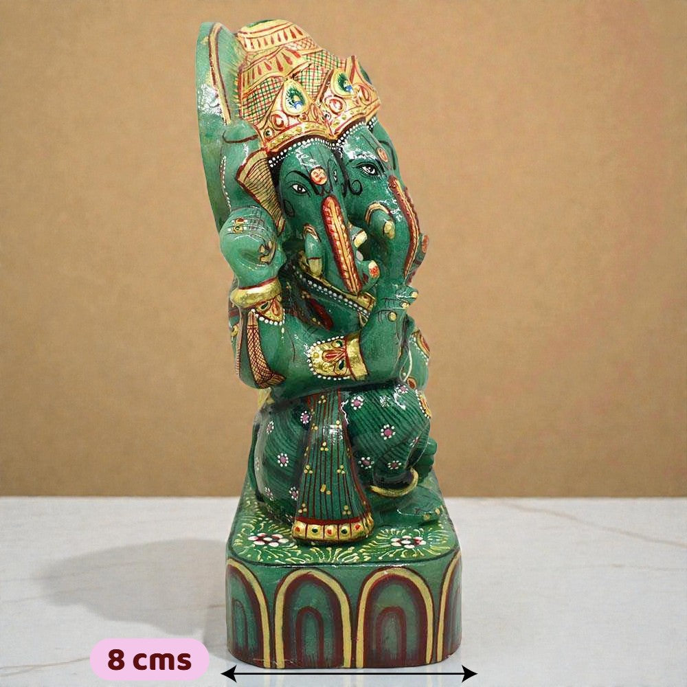 4.08kgs Ganesha Idol in Green Jade Gemstone