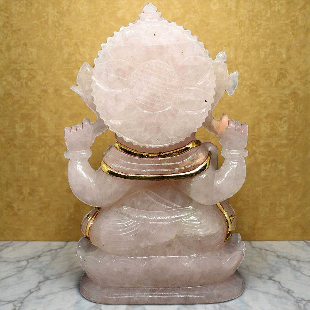 4.17kgs Ganesha Idol in Rose Quartz Gemstone