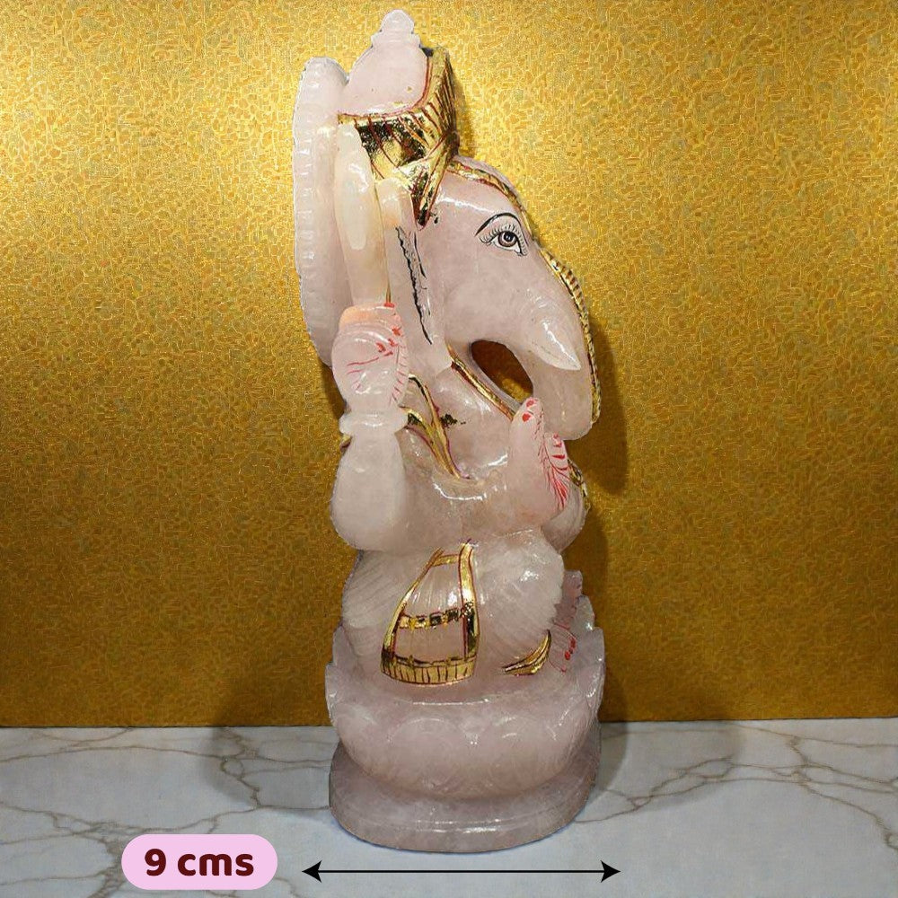 4.17kgs Ganesha Idol in Rose Quartz Gemstone
