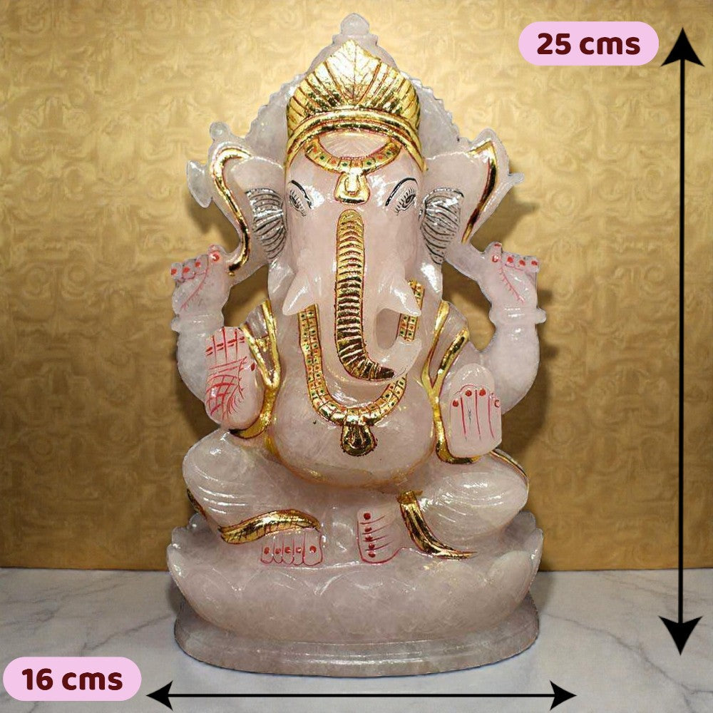 4.17kgs Ganesha Idol in Rose Quartz Gemstone