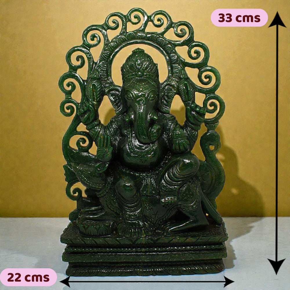 5.63kgs Ganesha Idol in Green Jade Gemstone