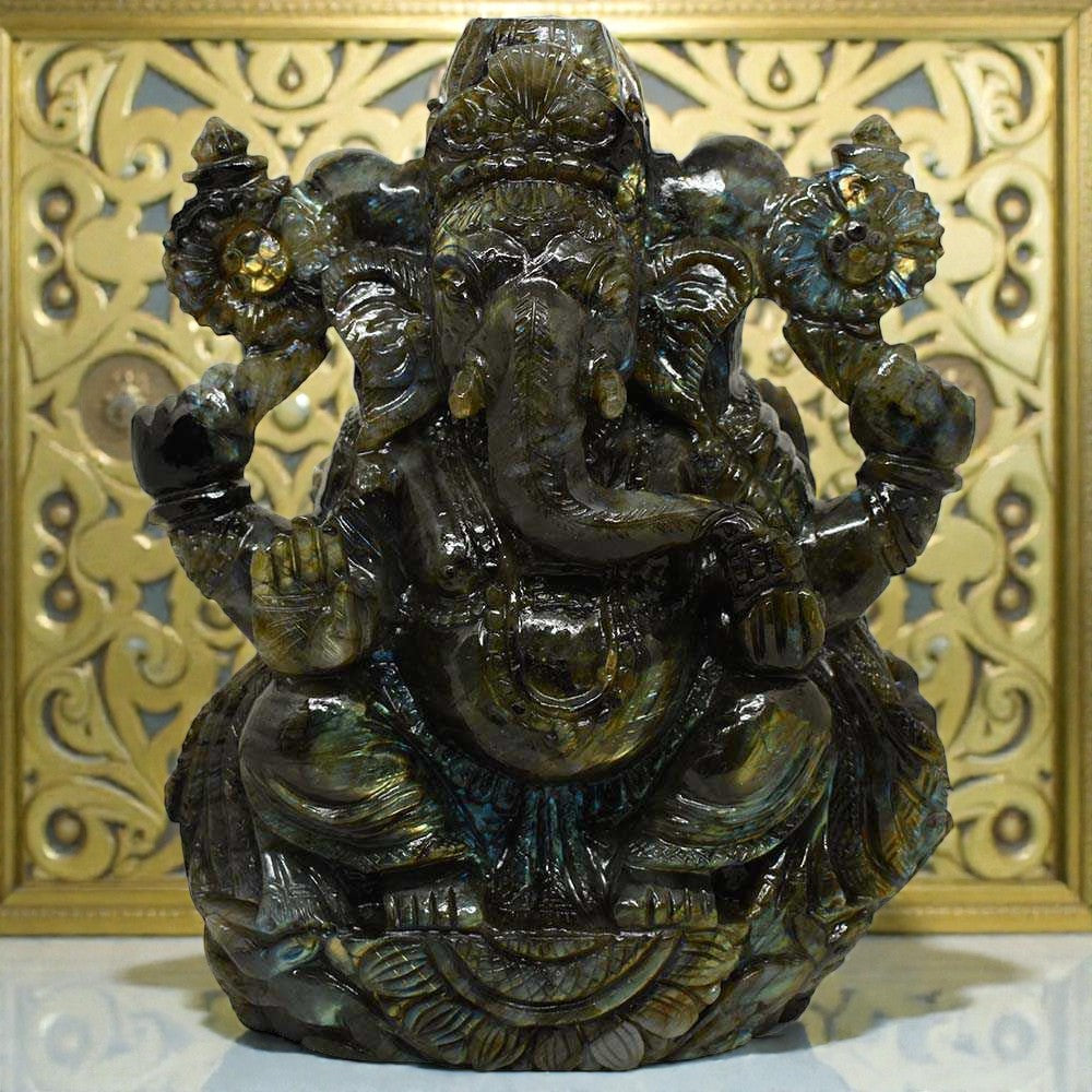 6.46kgs Ganesha Idol in Labradorite Gemstone