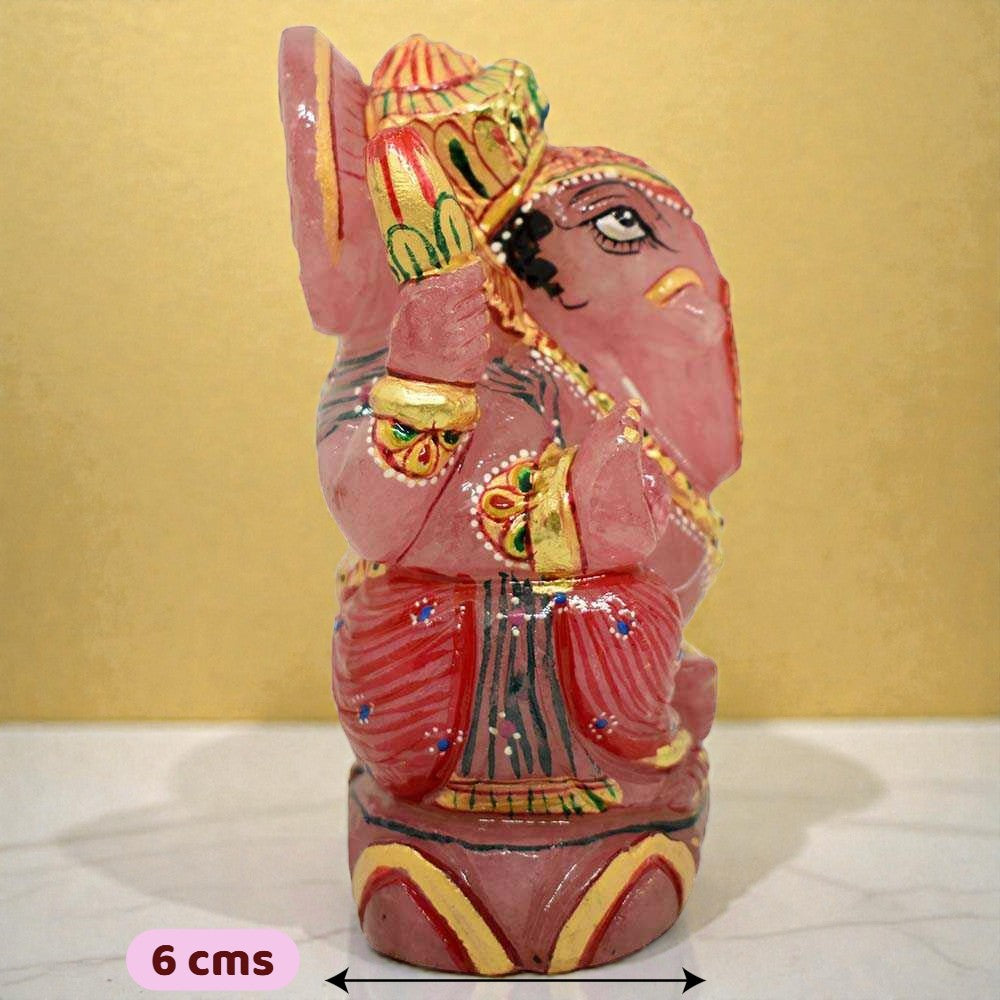 896gms Ganesha Idol in Rose Quartz Gemstone