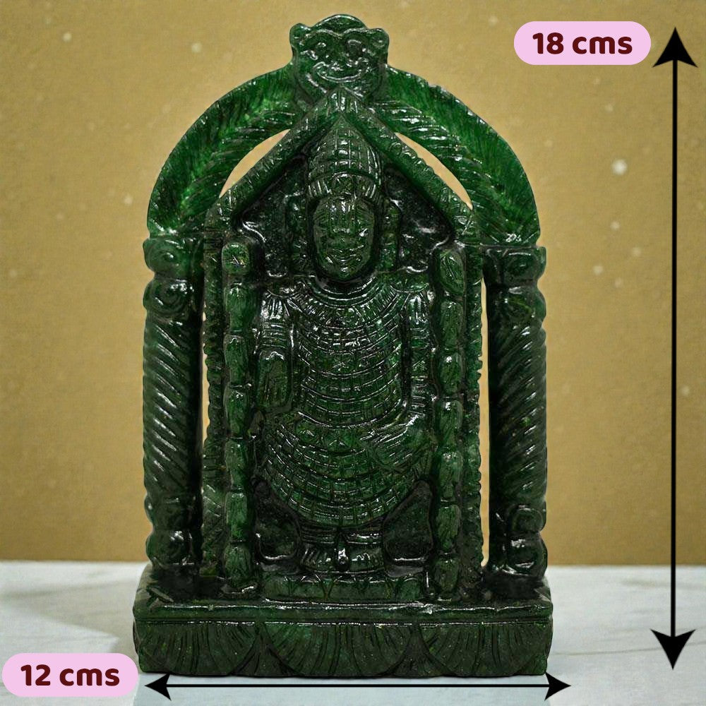 926gms Lord Balaji Idol in Green Jade Gemstone