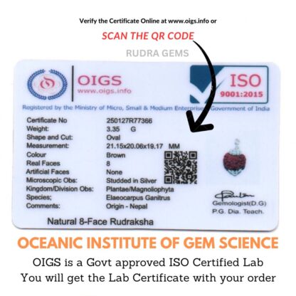 8 Mukhi Rudraksha Lab Certificate